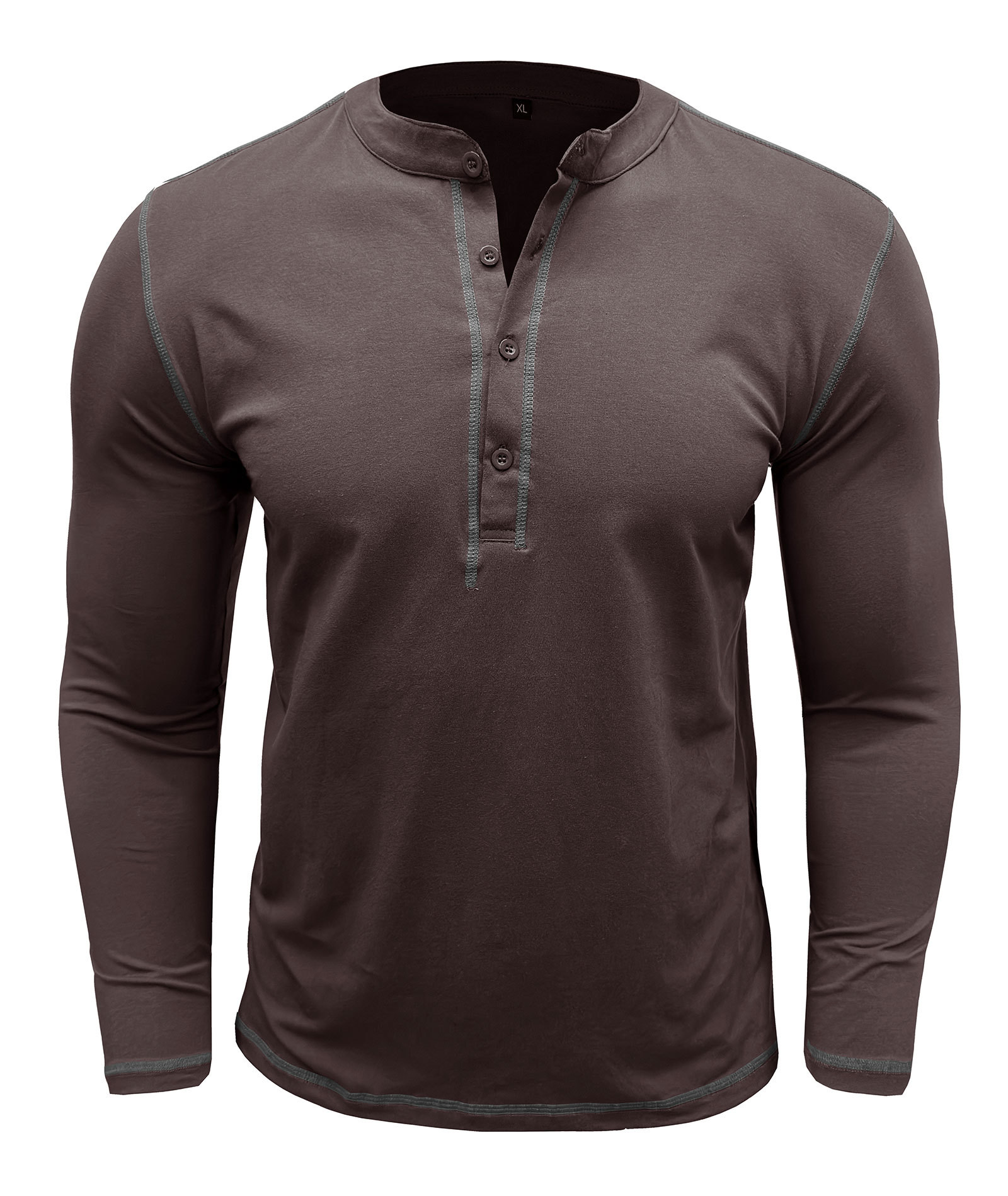 Mens Long Sleeve Henley Shirts Casual Classic Cotton T-Shirt Lightweight Button Tshirts Solid Basic Tee Shirt Tops