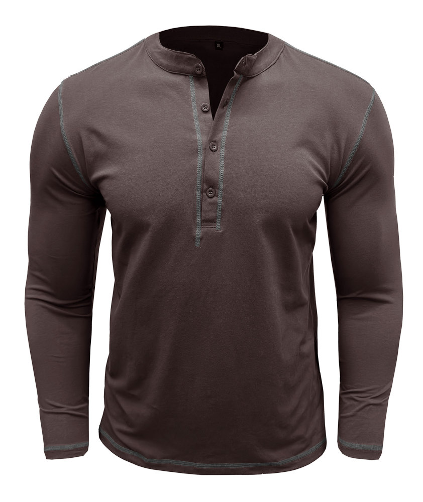 Mens Long Sleeve Henley Shirts Casual Classic Cotton T-Shirt Lightweight Button Tshirts Solid Basic Tee Shirt Tops