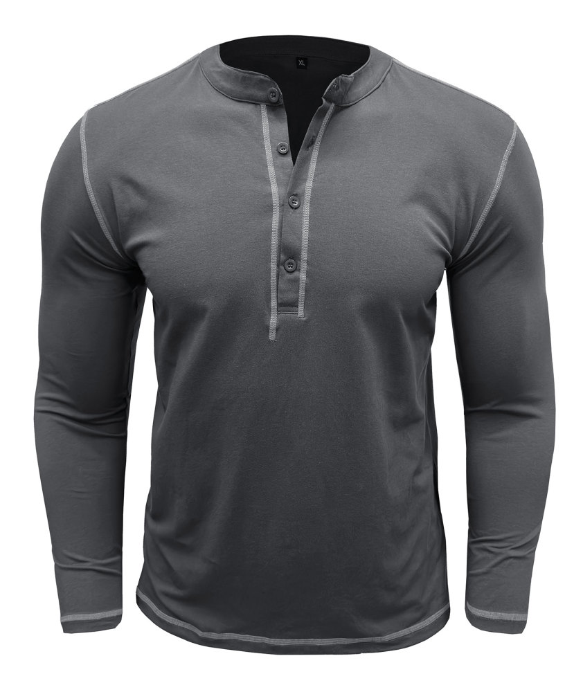 Mens Long Sleeve Henley Shirts Casual Classic Cotton T-Shirt Lightweight Button Tshirts Solid Basic Tee Shirt Tops