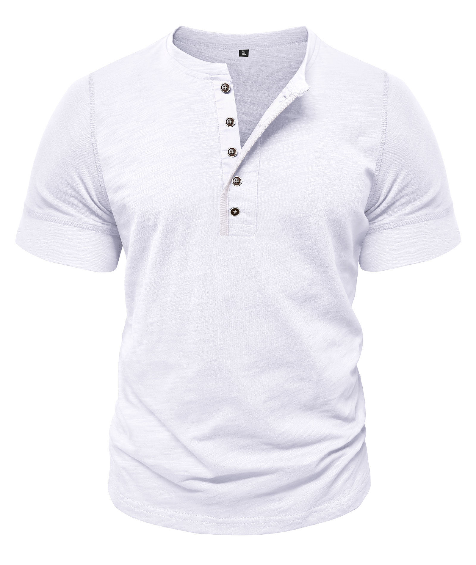 Mens Henley Shirts Cotton Short Sleeve T-Shirt Casual Basic ButtonTee Shirt Tops Summer Classic Solid Tshirt