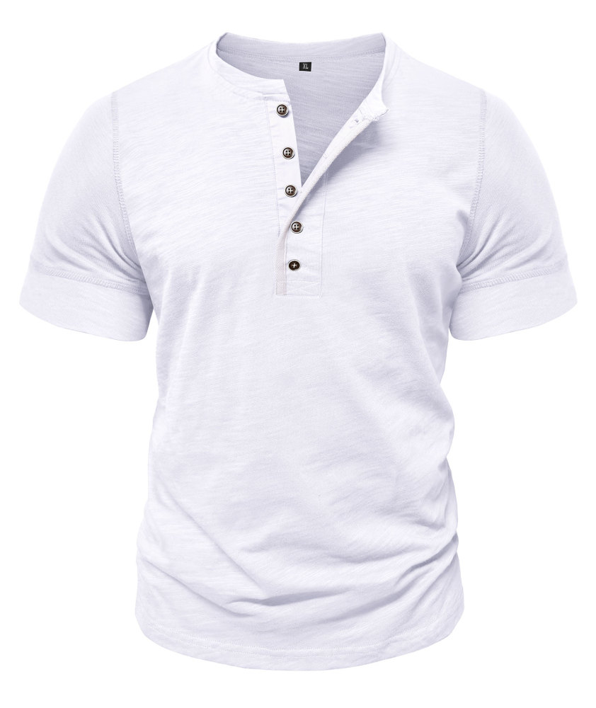 Mens Henley Shirts Cotton Short Sleeve T-Shirt Casual Basic ButtonTee Shirt Tops Summer Classic Solid Tshirt