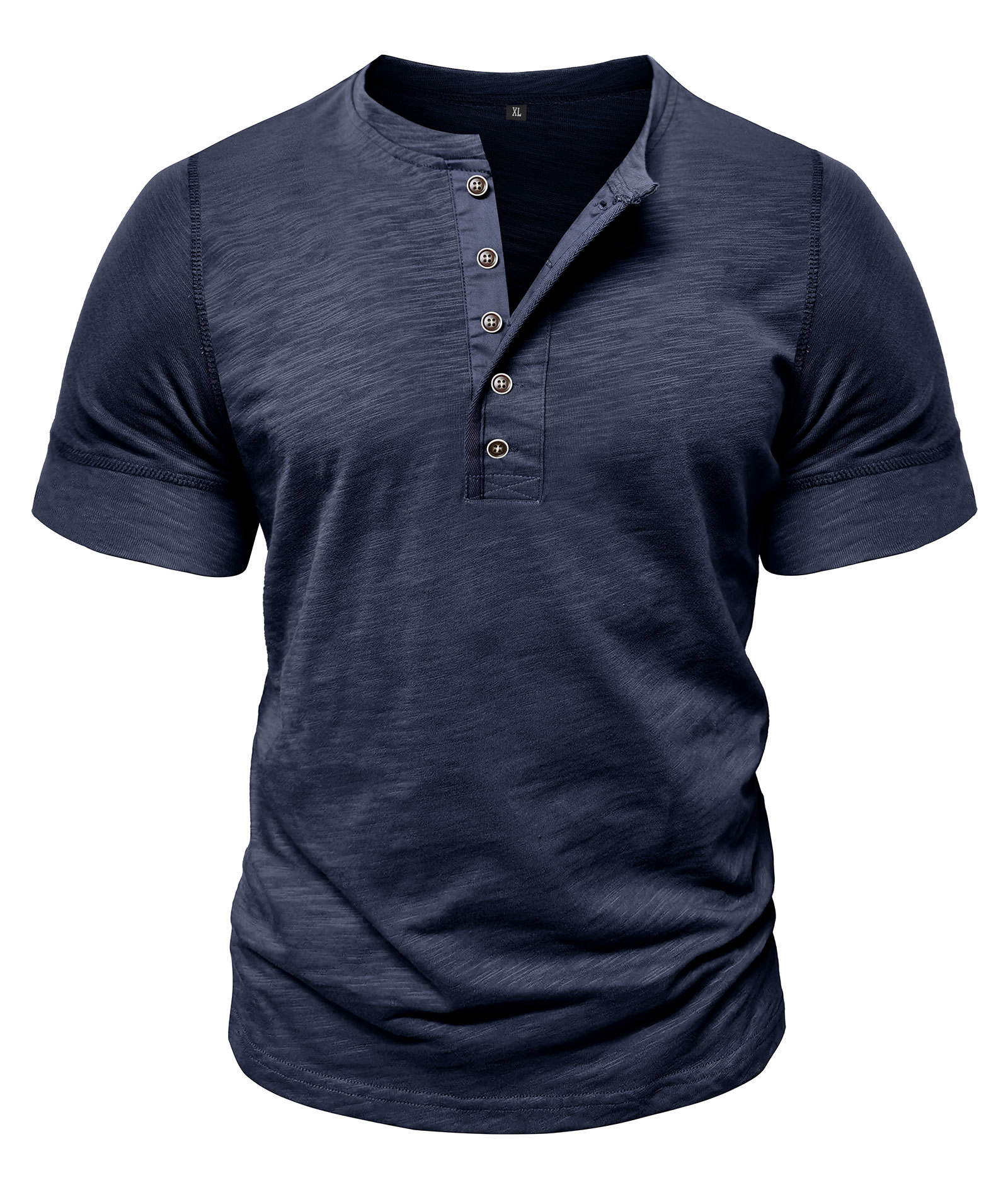 Mens Henley Shirts Cotton Short Sleeve T-Shirt Casual Basic ButtonTee Shirt Tops Summer Classic Solid Tshirt