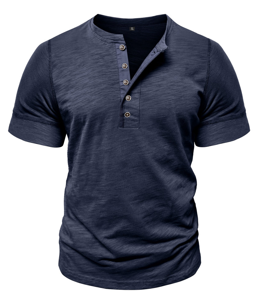 Mens Henley Shirts Cotton Short Sleeve T-Shirt Casual Basic ButtonTee Shirt Tops Summer Classic Solid Tshirt