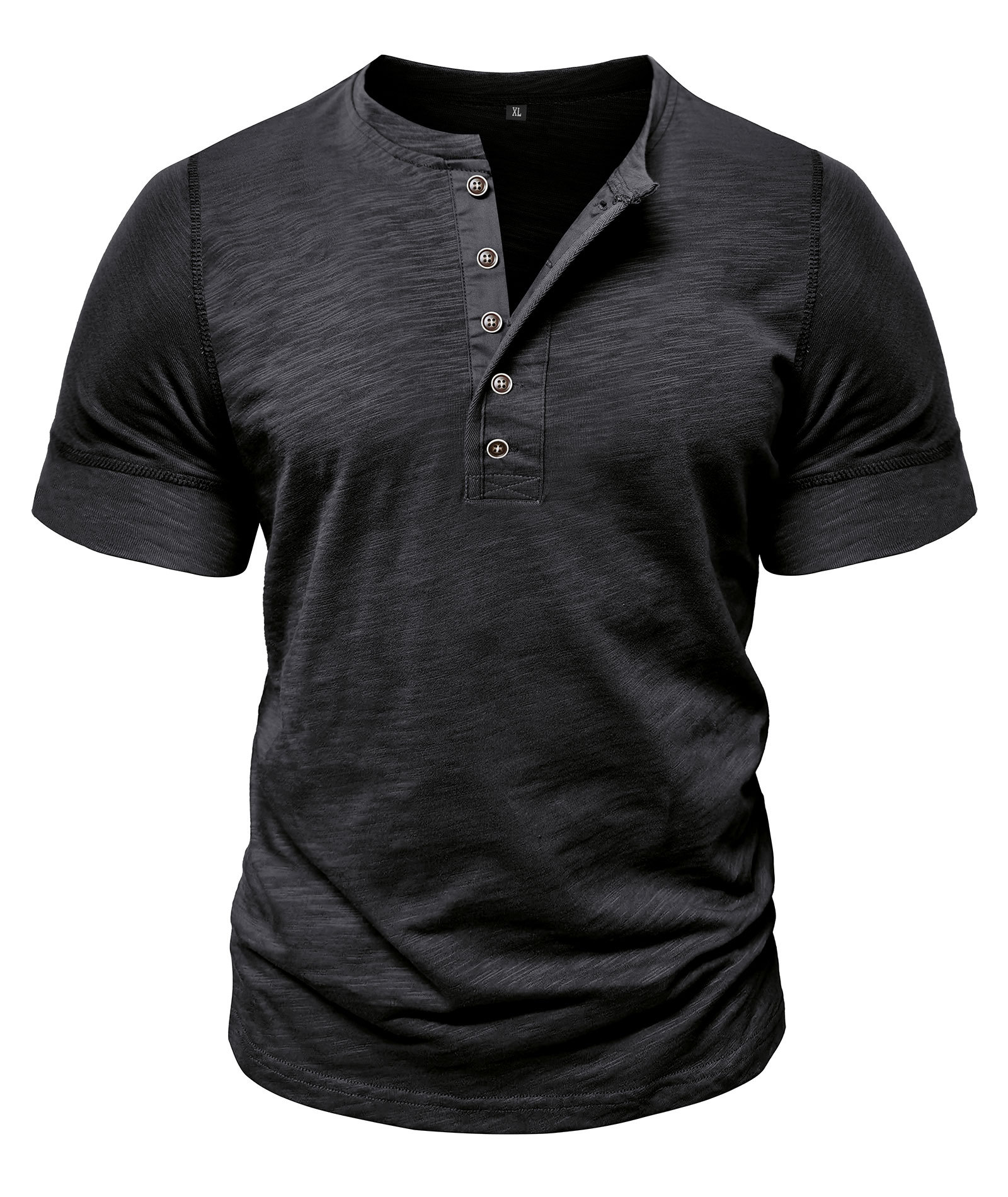 Mens Henley Shirts Cotton Short Sleeve T-Shirt Casual Basic ButtonTee Shirt Tops Summer Classic Solid Tshirt