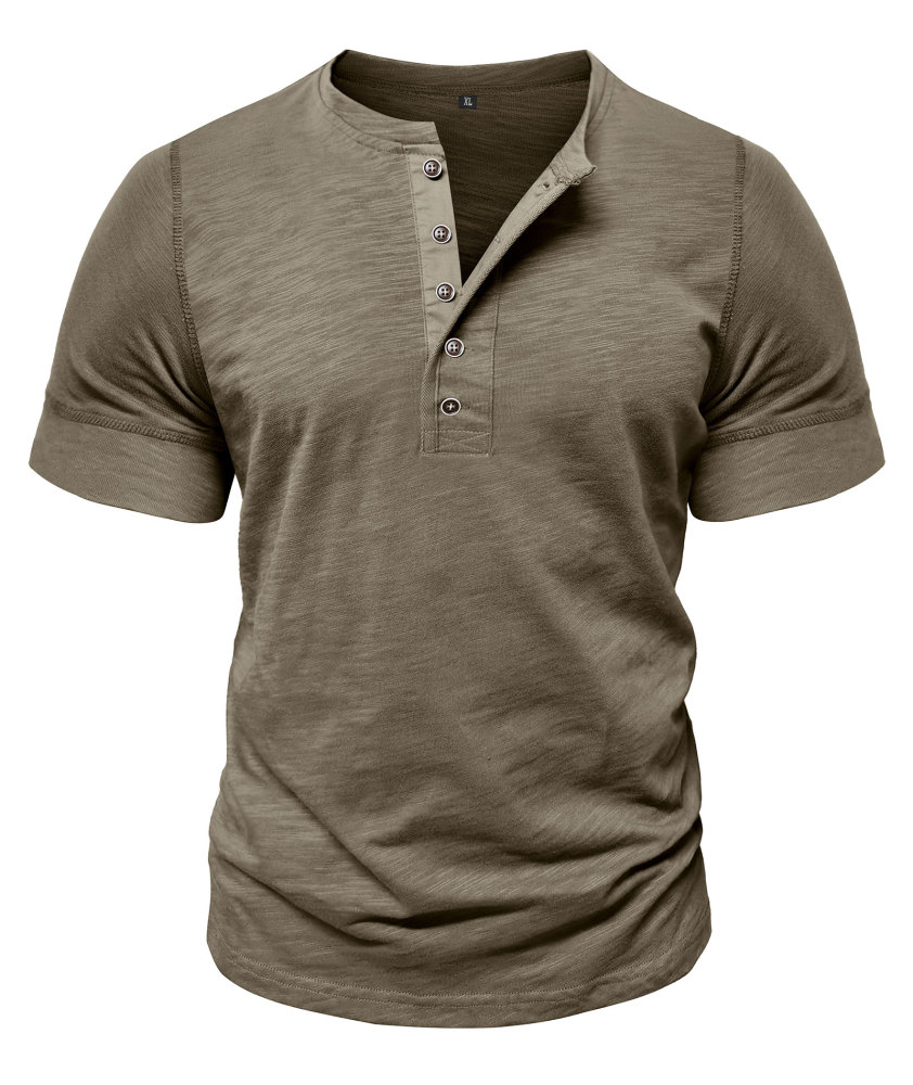 Mens Henley Shirts Cotton Short Sleeve T-Shirt Casual Basic ButtonTee Shirt Tops Summer Classic Solid Tshirt