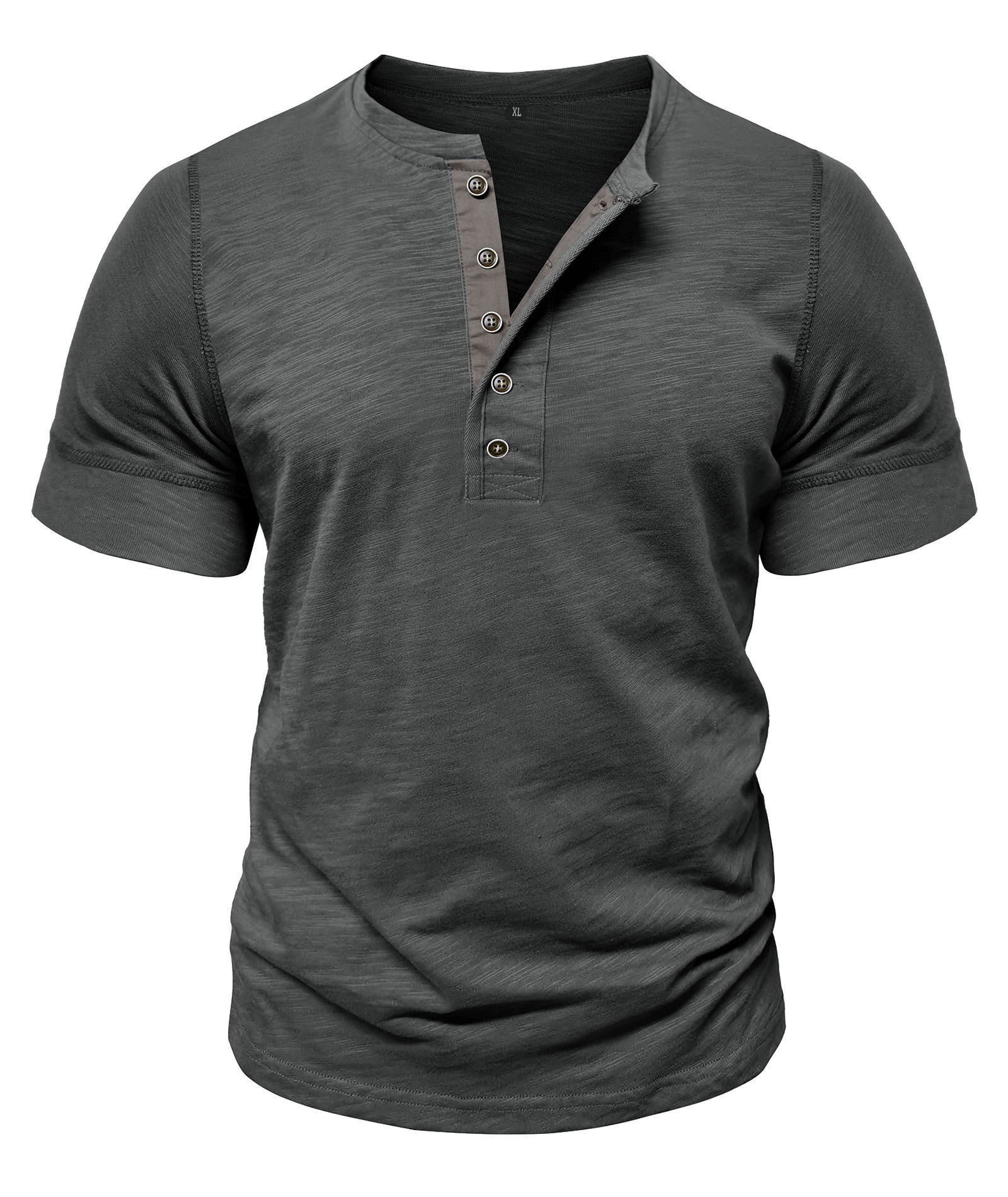 Mens Henley Shirts Cotton Short Sleeve T-Shirt Casual Basic ButtonTee Shirt Tops Summer Classic Solid Tshirt