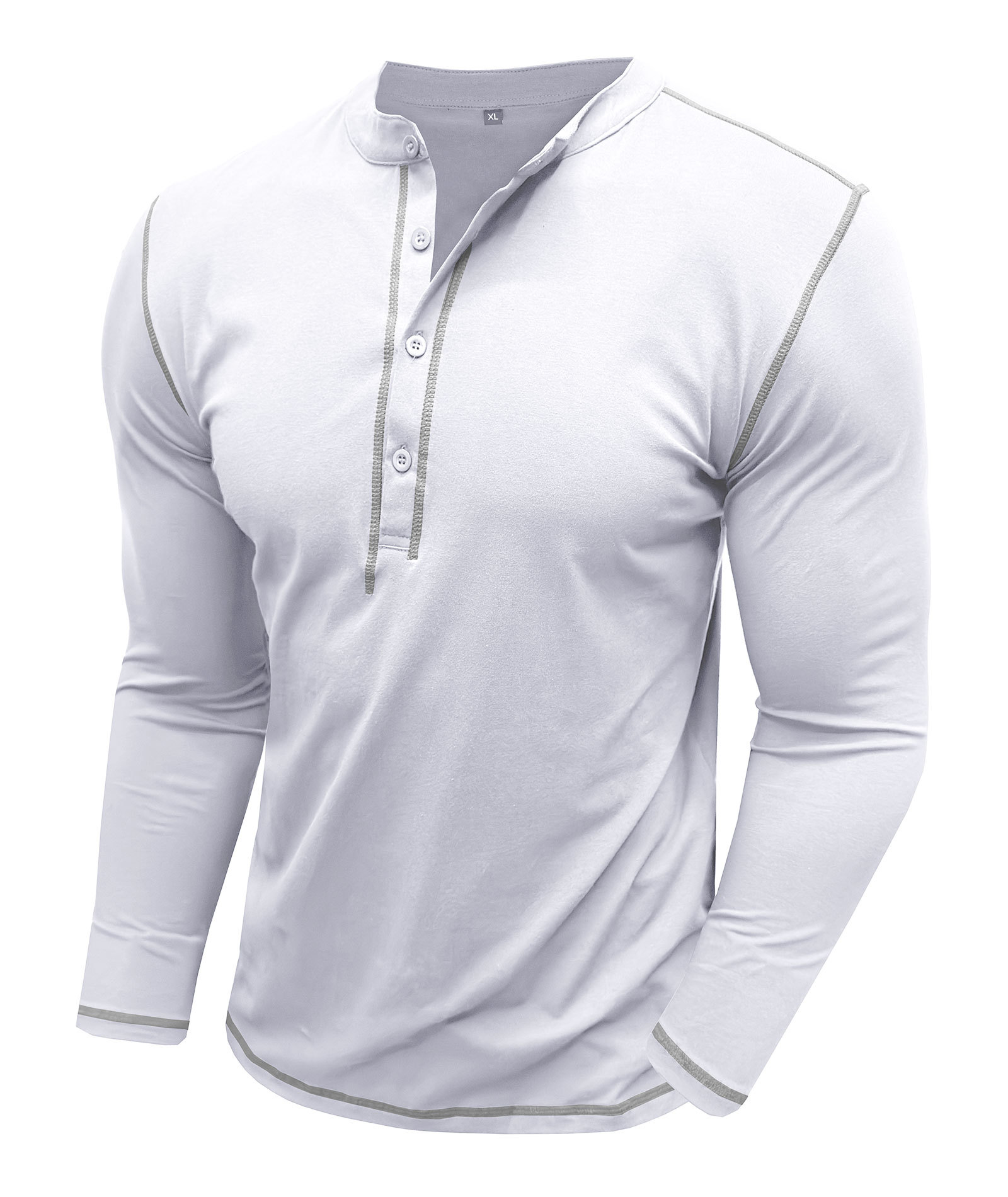 Mens Long Sleeve Henley Shirts Casual Classic Cotton T-Shirt Lightweight Button Tshirts Solid Basic Tee Shirt Tops