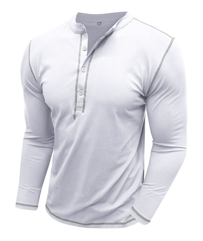 Mens Long Sleeve Henley Shirts Casual Classic Cotton T-Shirt Lightweight Button Tshirts Solid Basic Tee Shirt Tops