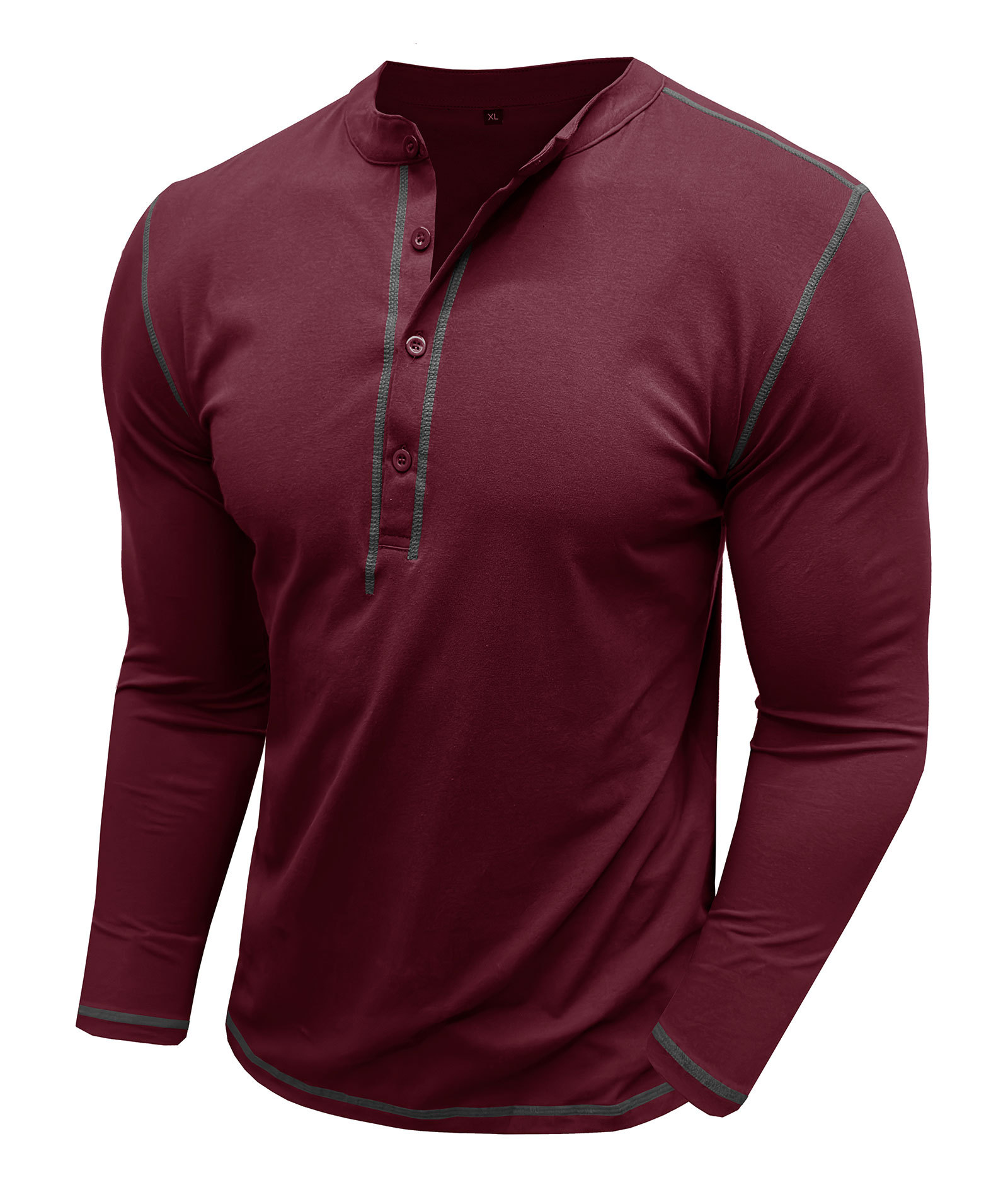 Mens Long Sleeve Henley Shirts Casual Classic Cotton T-Shirt Lightweight Button Tshirts Solid Basic Tee Shirt Tops