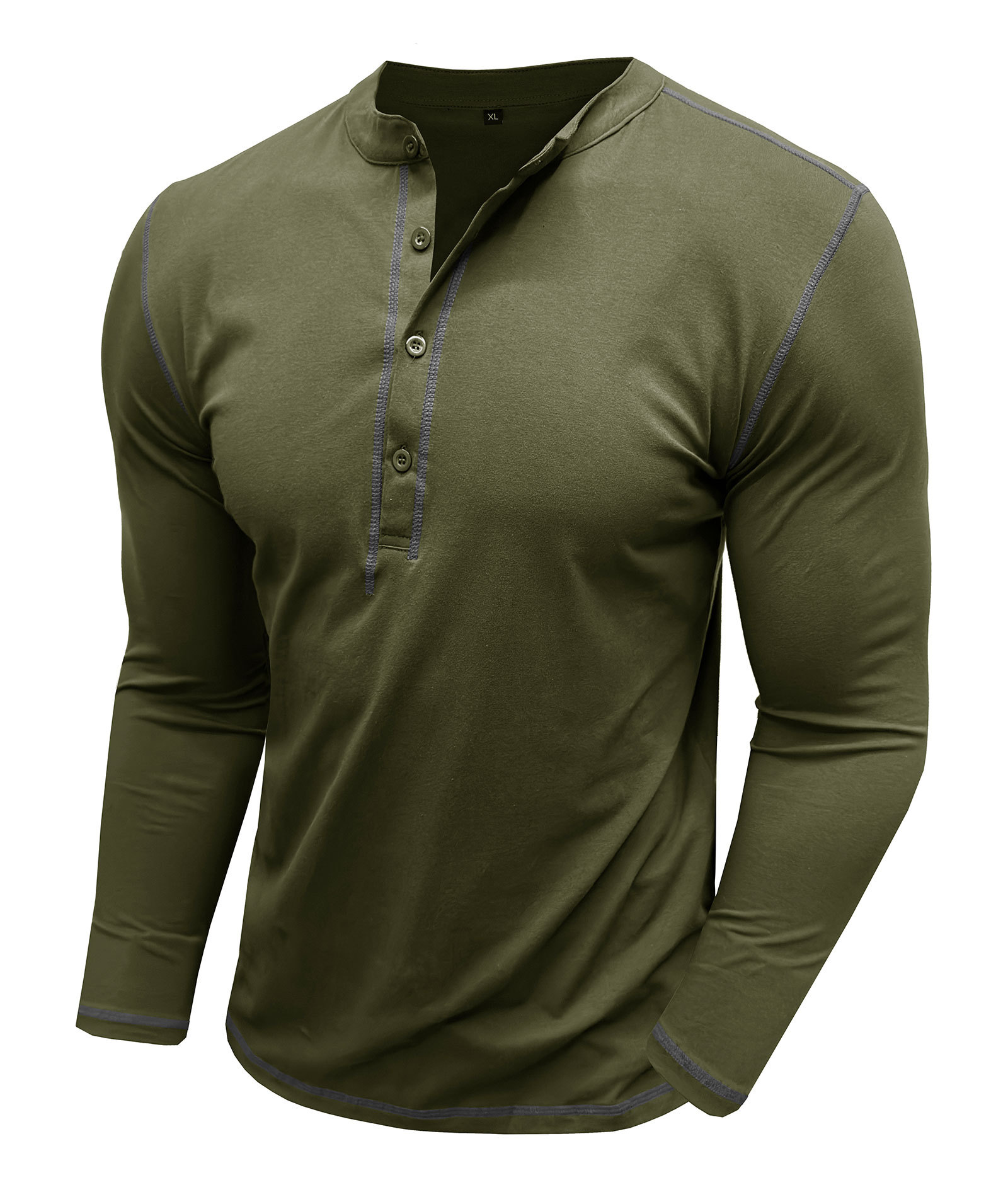 Mens Long Sleeve Henley Shirts Casual Classic Cotton T-Shirt Lightweight Button Tshirts Solid Basic Tee Shirt Tops