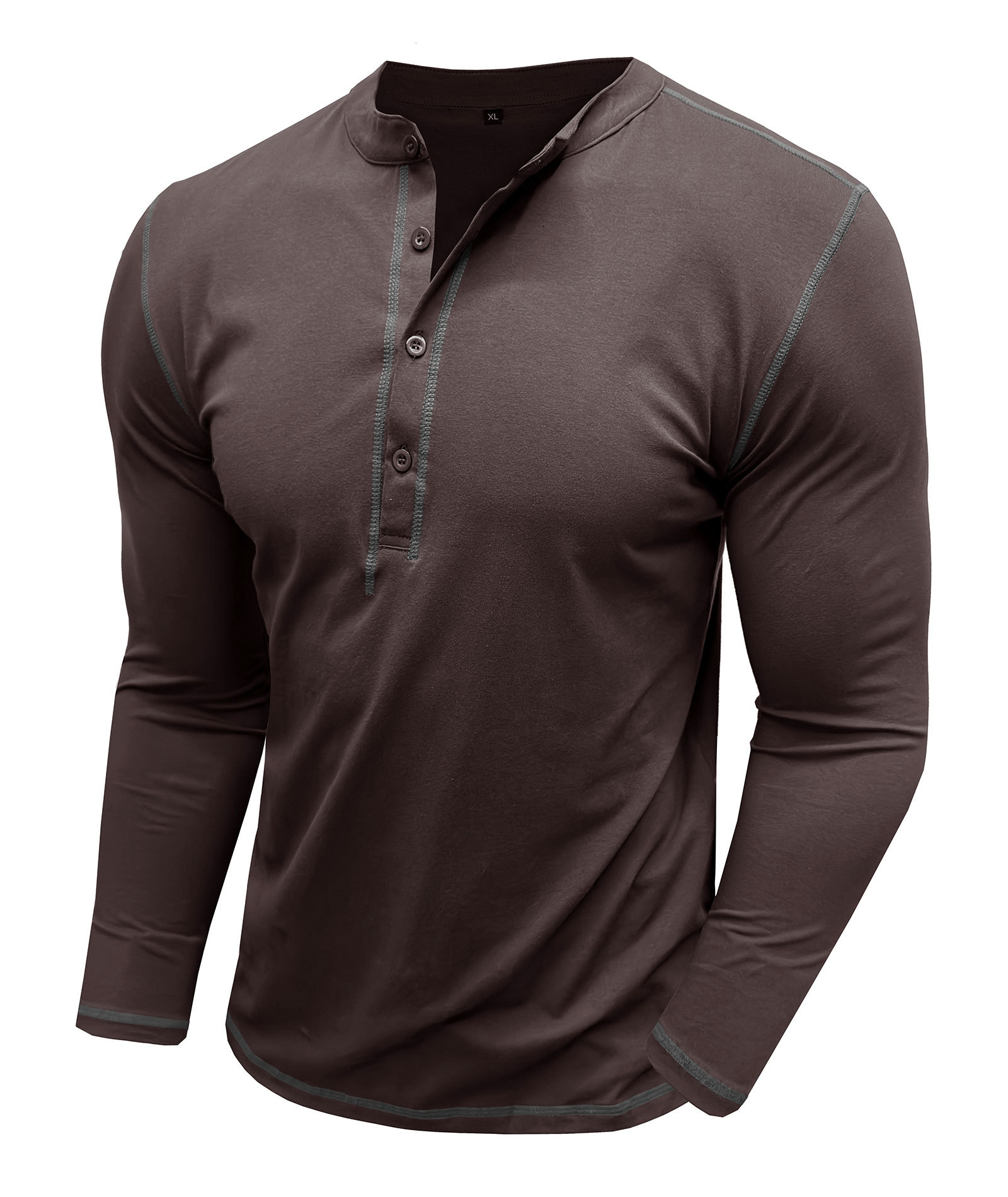 Mens Long Sleeve Henley Shirts Casual Classic Cotton T-Shirt Lightweight Button Tshirts Solid Basic Tee Shirt Tops