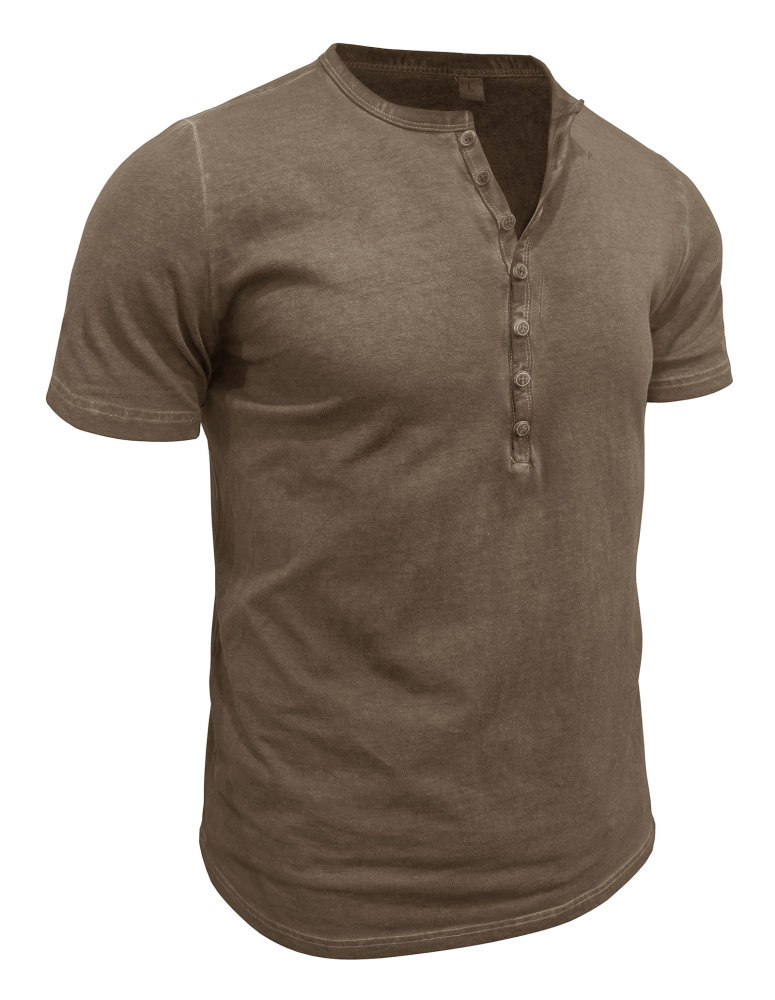 Mens Short Sleeve Henley Shirts Summer Cotton T-Shirt Casual Basic Button Tshirt Classic Solid Tee Shirt Tops