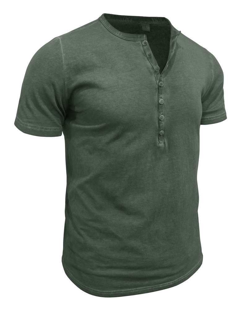 Mens Short Sleeve Henley Shirts Summer Cotton T-Shirt Casual Basic Button Tshirt Classic Solid Tee Shirt Tops
