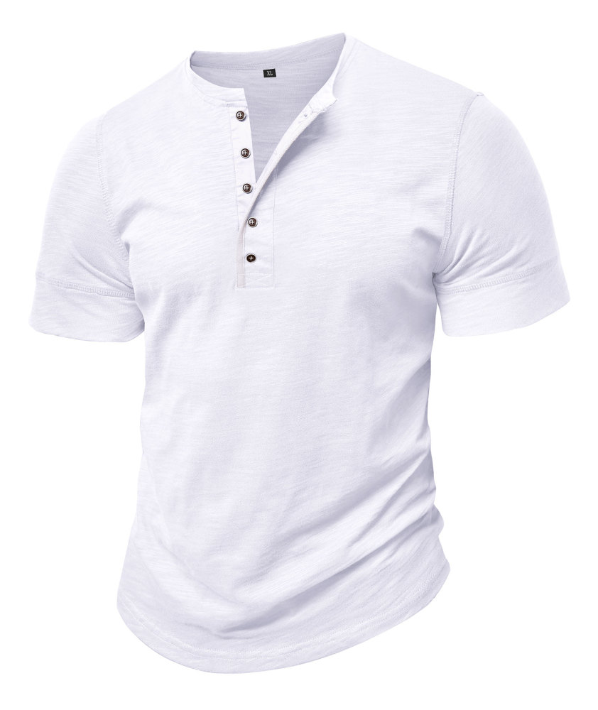 Mens Henley Shirts Cotton Short Sleeve T-Shirt Casual Basic ButtonTee Shirt Tops Summer Classic Solid Tshirt