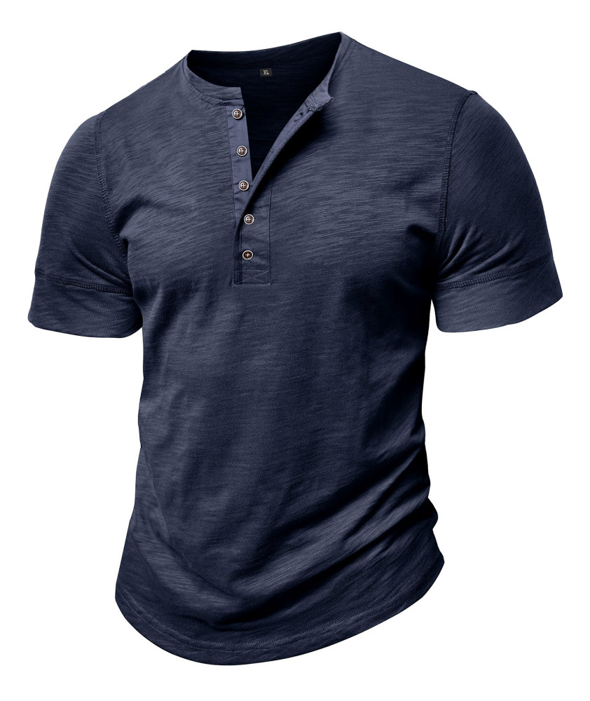 Mens Henley Shirts Cotton Short Sleeve T-Shirt Casual Basic ButtonTee Shirt Tops Summer Classic Solid Tshirt