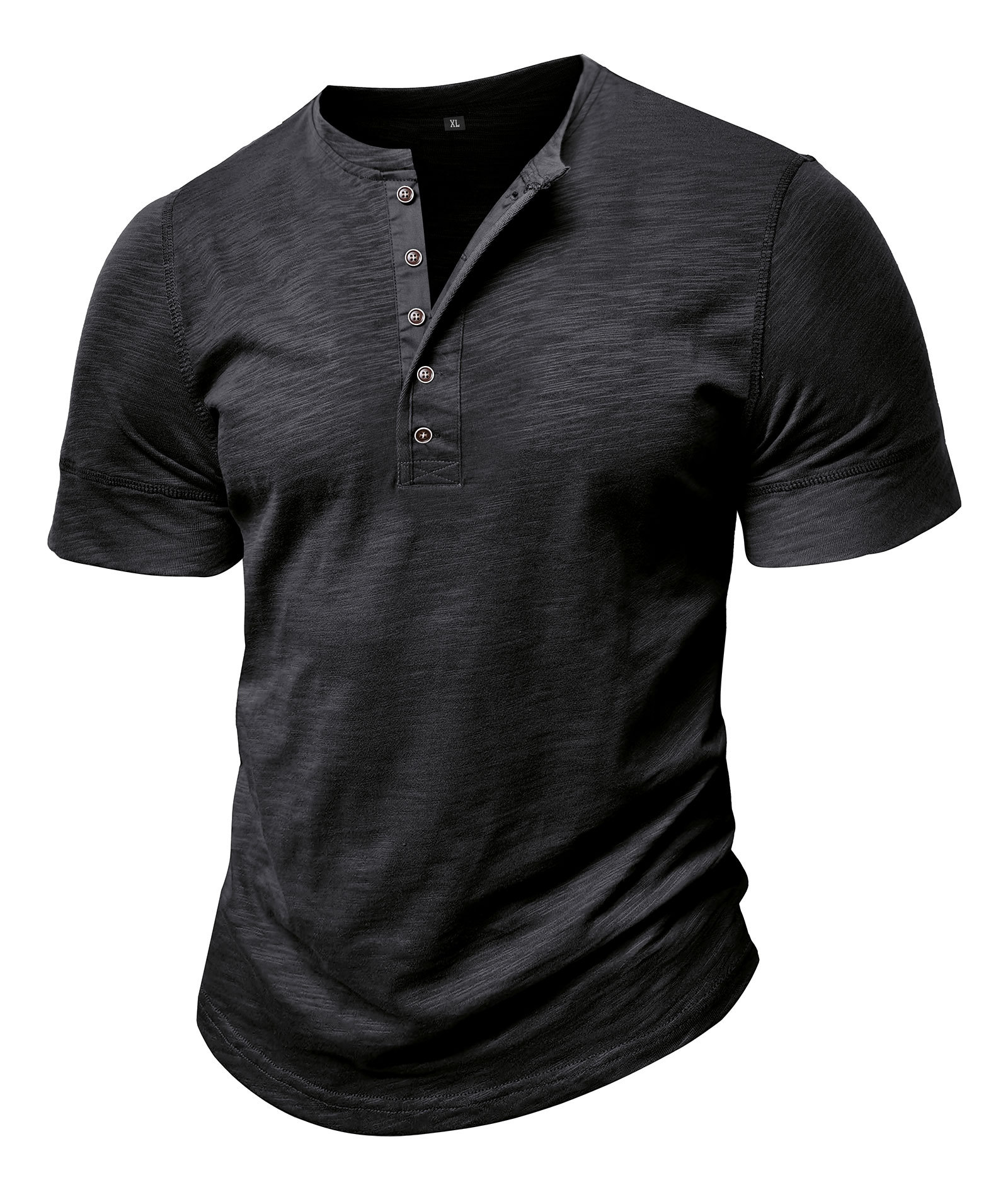 Mens Henley Shirts Cotton Short Sleeve T-Shirt Casual Basic ButtonTee Shirt Tops Summer Classic Solid Tshirt