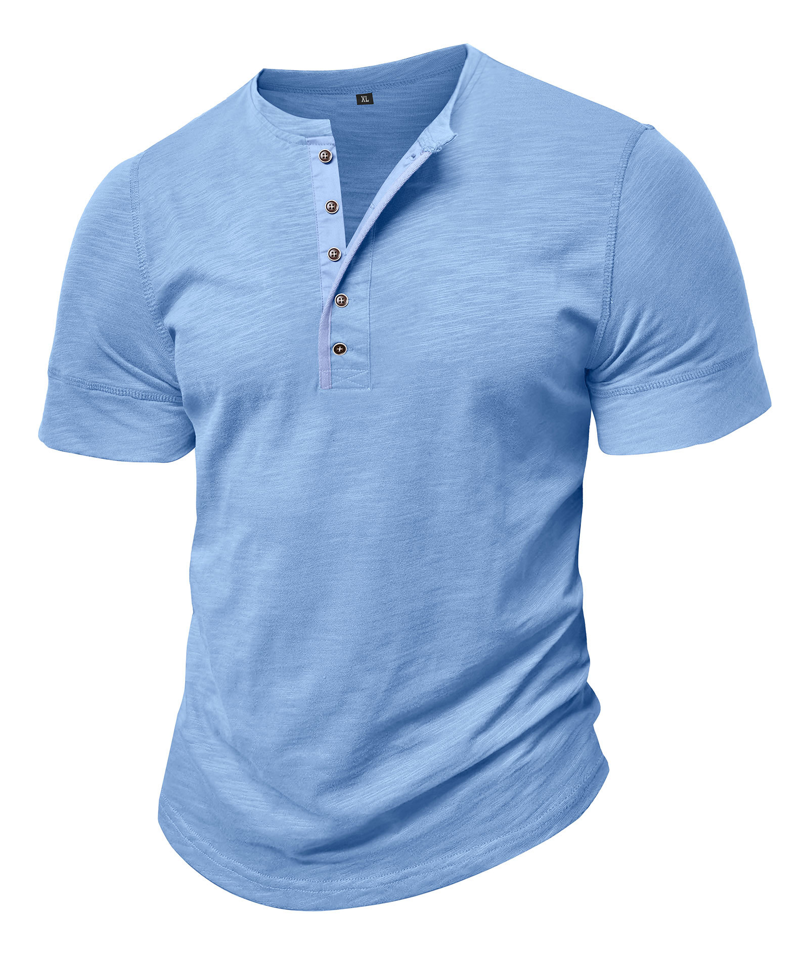 Mens Henley Shirts Cotton Short Sleeve T-Shirt Casual Basic ButtonTee Shirt Tops Summer Classic Solid Tshirt