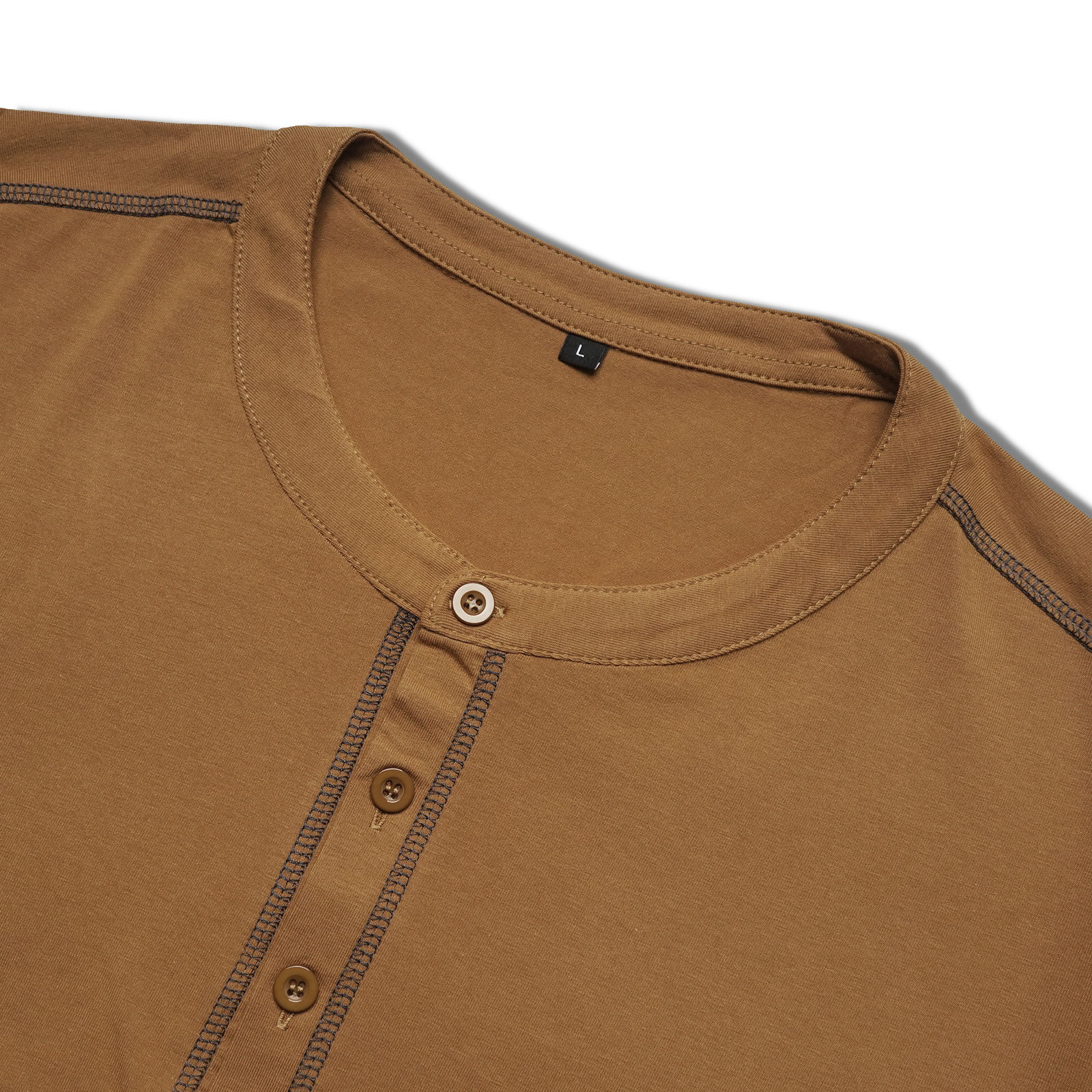 Mens Long Sleeve Henley Shirts Casual Classic Cotton T-Shirt Lightweight Button Tshirts Solid Basic Tee Shirt Tops