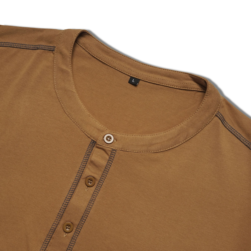 Mens Long Sleeve Henley Shirts Casual Classic Cotton T-Shirt Lightweight Button Tshirts Solid Basic Tee Shirt Tops