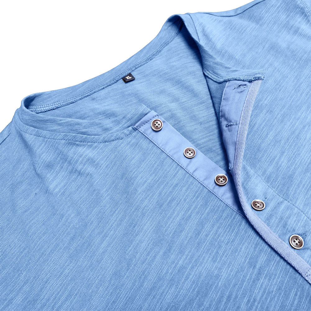 Mens Henley Shirts Cotton Short Sleeve T-Shirt Casual Basic ButtonTee Shirt Tops Summer Classic Solid Tshirt