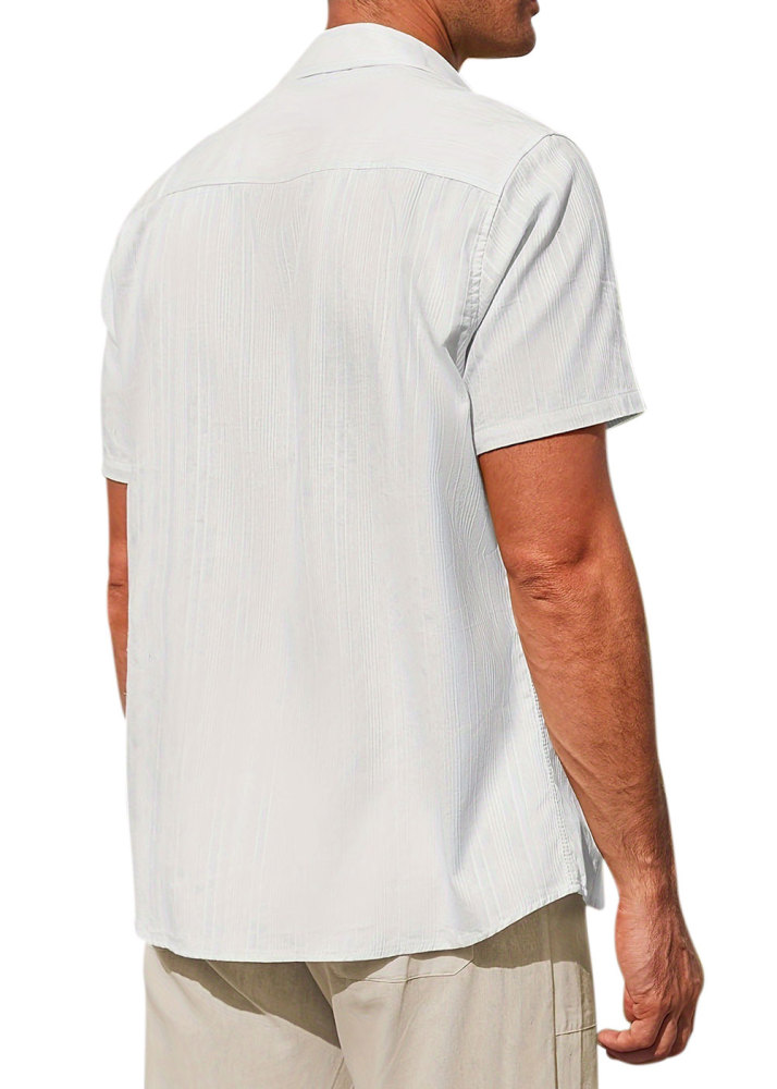 Men's Cotton Short Sleeve Shirts Casual Button Down Shirt Summer Solid Color Top Fashion Beach Tops