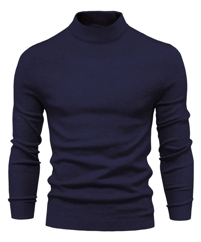 Men's Knit Pullover Slim Fit Winter Wool Blend Stand Collar Sweater Autumn Casual Long Sleeve Shirts Warm Knitted Sweaters