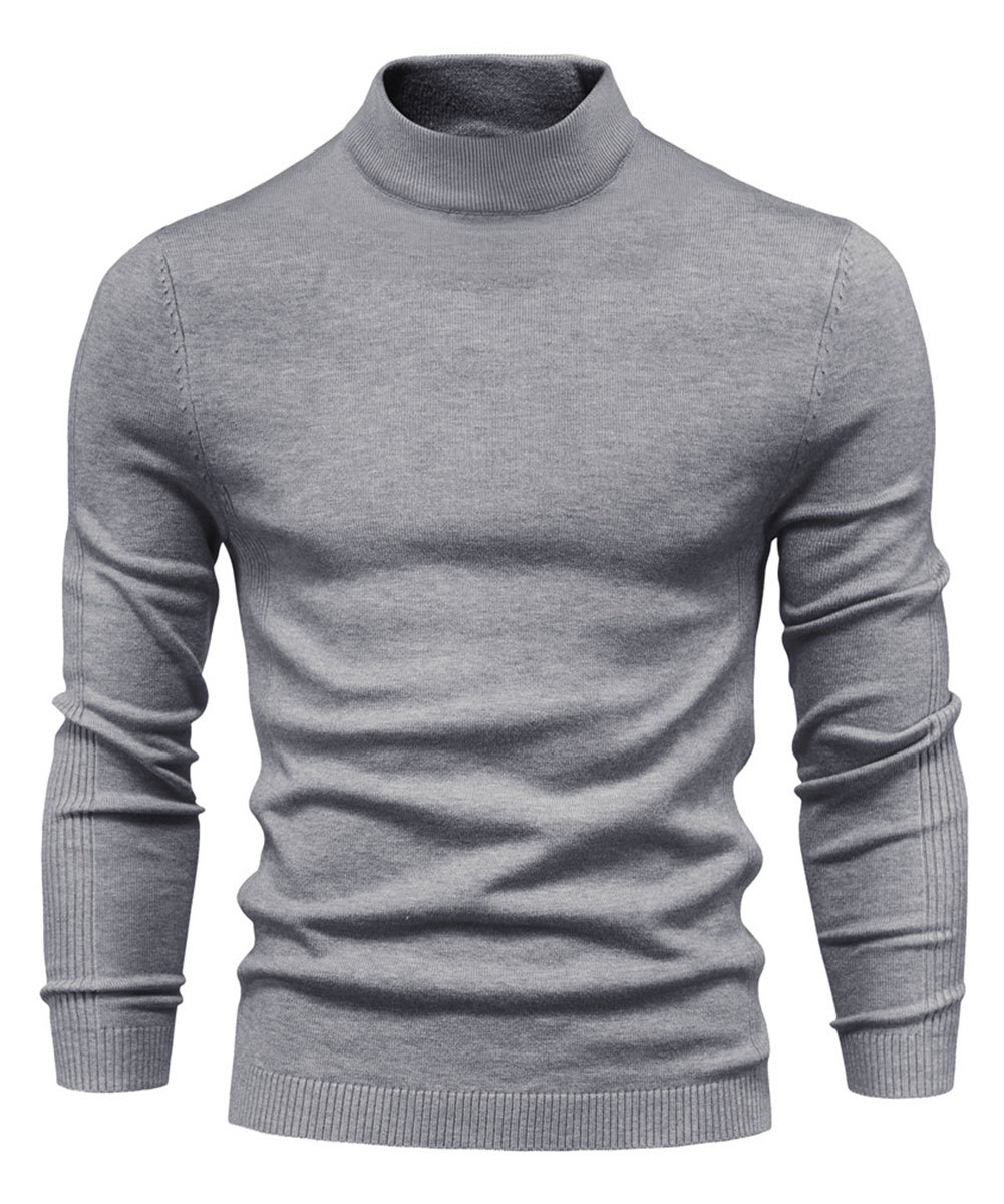 Men's Knit Pullover Slim Fit Winter Wool Blend Stand Collar Sweater Autumn Casual Long Sleeve Shirts Warm Knitted Sweaters
