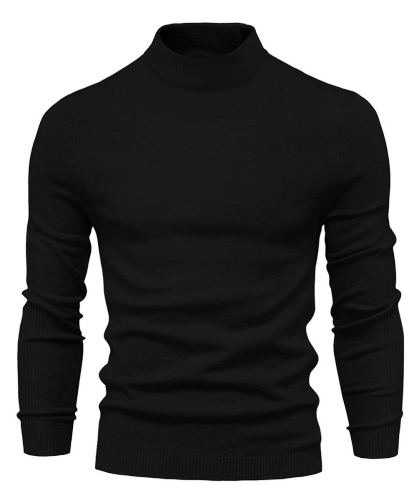 Men's Knit Pullover Slim Fit Winter Wool Blend Stand Collar Sweater Autumn Casual Long Sleeve Shirts Warm Knitted Sweaters