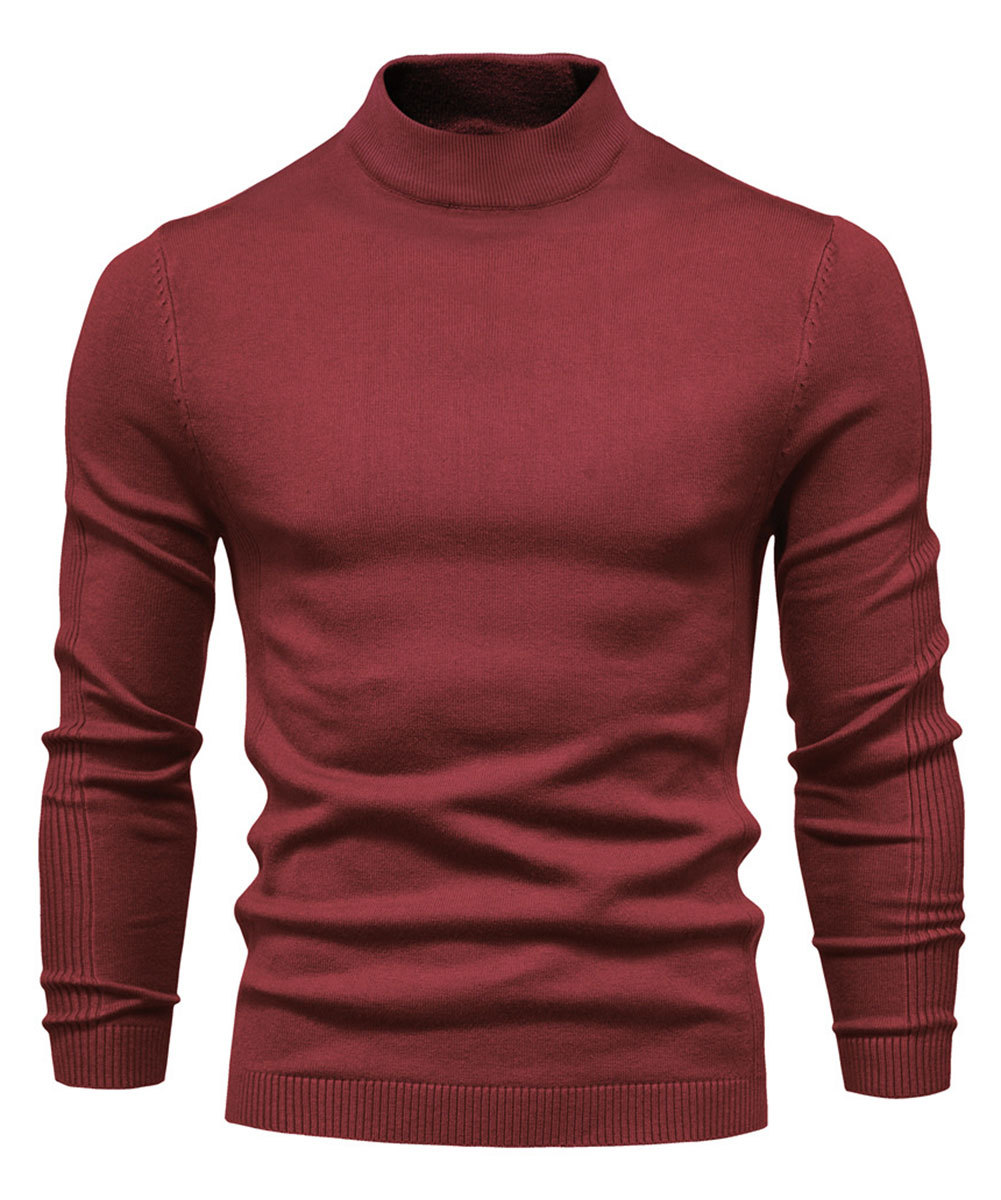Men's Knit Pullover Slim Fit Winter Wool Blend Stand Collar Sweater Autumn Casual Long Sleeve Shirts Warm Knitted Sweaters