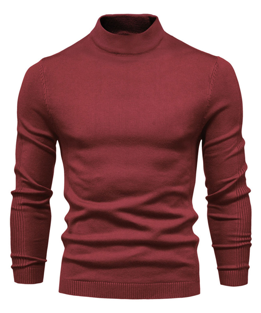 Men's Knit Pullover Slim Fit Winter Wool Blend Stand Collar Sweater Autumn Casual Long Sleeve Shirts Warm Knitted Sweaters