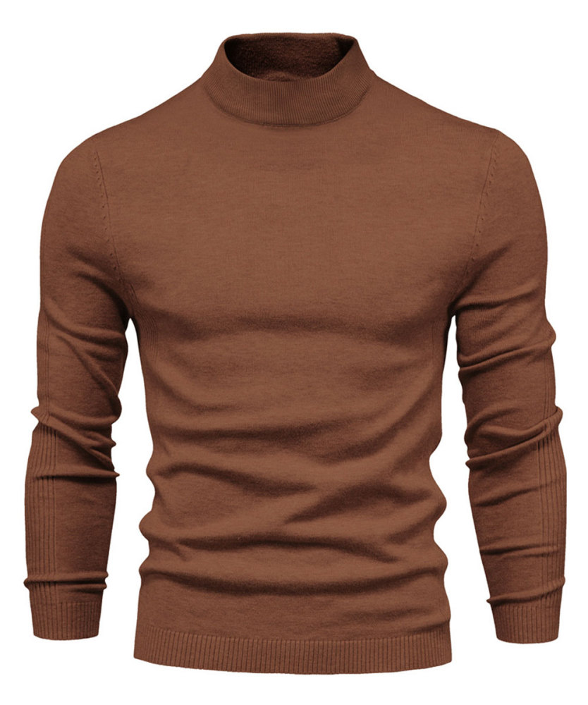 Men's Knit Pullover Slim Fit Winter Wool Blend Stand Collar Sweater Autumn Casual Long Sleeve Shirts Warm Knitted Sweaters