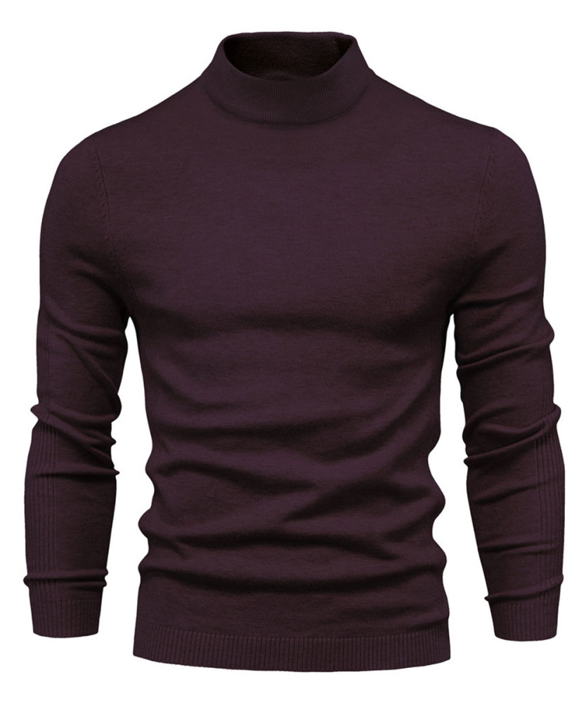 Men's Knit Pullover Slim Fit Winter Wool Blend Stand Collar Sweater Autumn Casual Long Sleeve Shirts Warm Knitted Sweaters