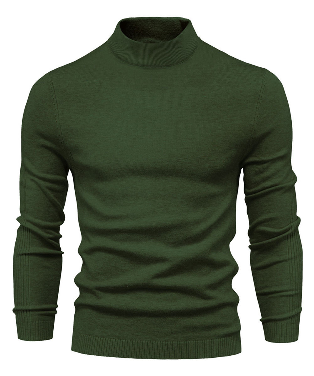 Men's Knit Pullover Slim Fit Winter Wool Blend Stand Collar Sweater Autumn Casual Long Sleeve Shirts Warm Knitted Sweaters