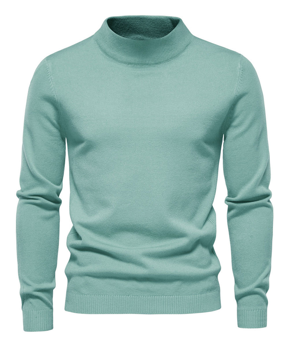 Men's Knit Pullover Slim Fit Winter Wool Blend Stand Collar Sweater Autumn Casual Long Sleeve Shirts Warm Knitted Sweaters