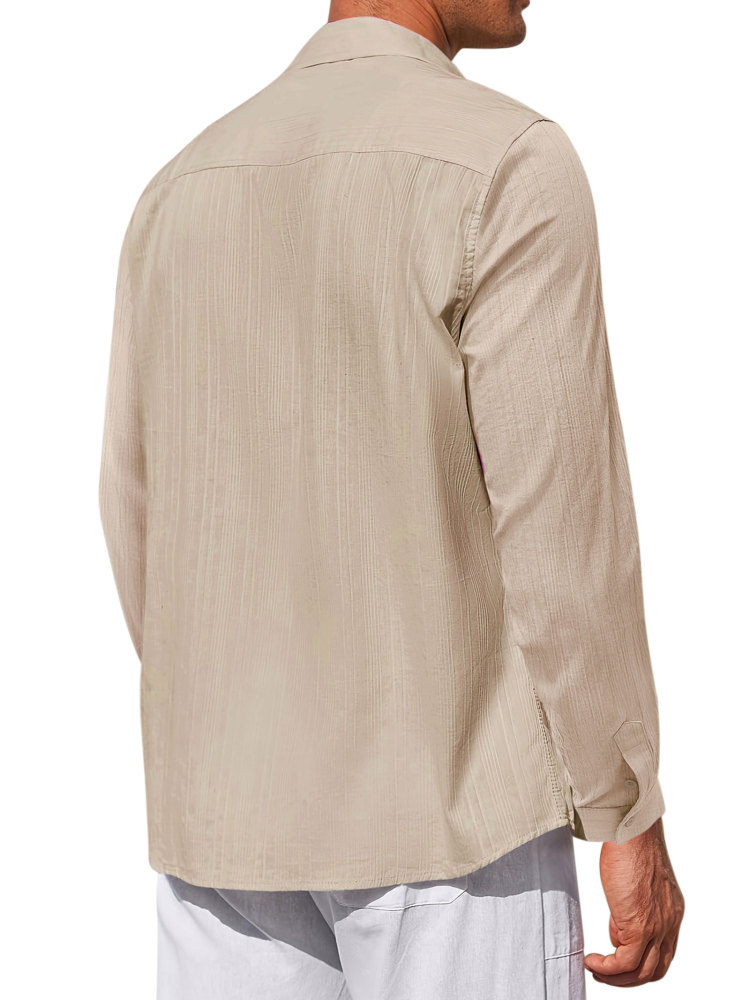 Mens Cotton Long Shirts Casual Button Down Shirt Summer Solid Color Top Fashion Beach Tops