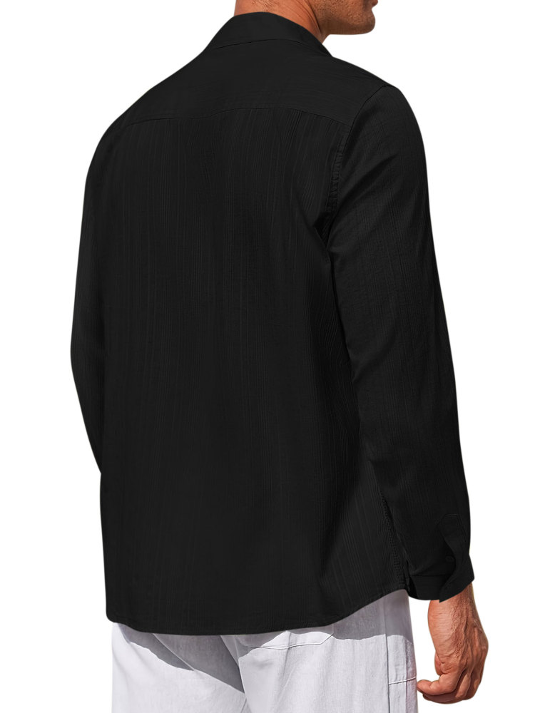 Mens Cotton Long Shirts Casual Button Down Shirt Summer Solid Color Top Fashion Beach Tops