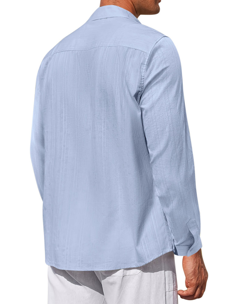 Mens Cotton Long Shirts Casual Button Down Shirt Summer Solid Color Top Fashion Beach Tops