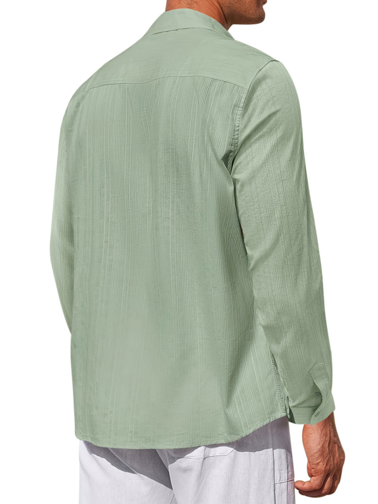 Mens Cotton Long Shirts Casual Button Down Shirt Summer Solid Color Top Fashion Beach Tops