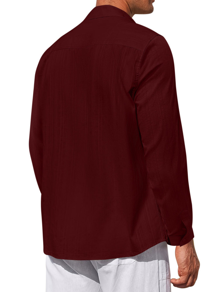 Mens Cotton Long Shirts Casual Button Down Shirt Summer Solid Color Top Fashion Beach Tops