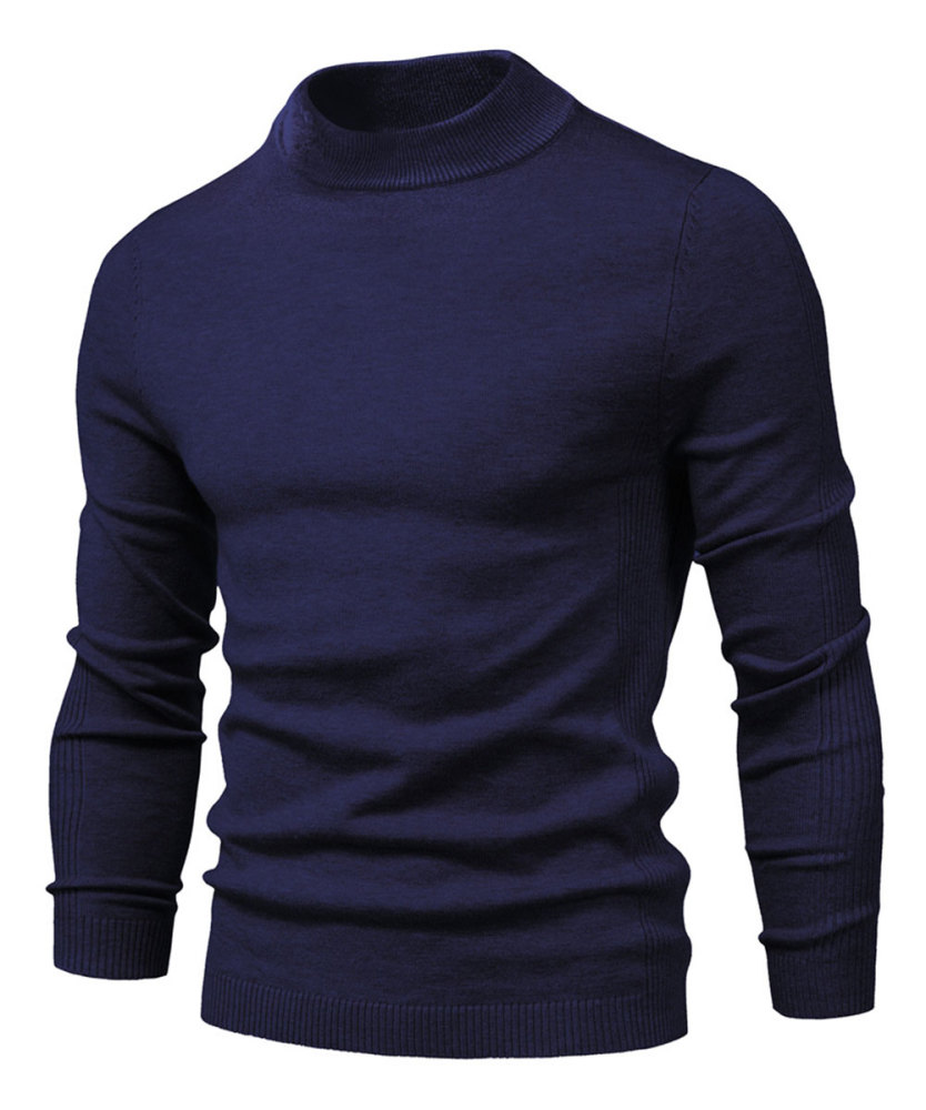 Men's Knit Pullover Slim Fit Winter Wool Blend Stand Collar Sweater Autumn Casual Long Sleeve Shirts Warm Knitted Sweaters