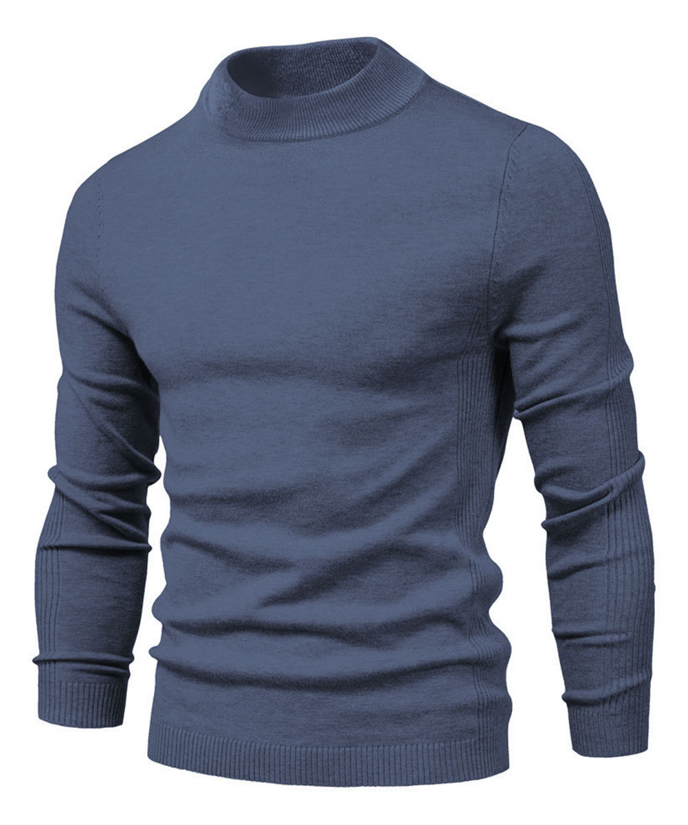 Men's Knit Pullover Slim Fit Winter Wool Blend Stand Collar Sweater Autumn Casual Long Sleeve Shirts Warm Knitted Sweaters