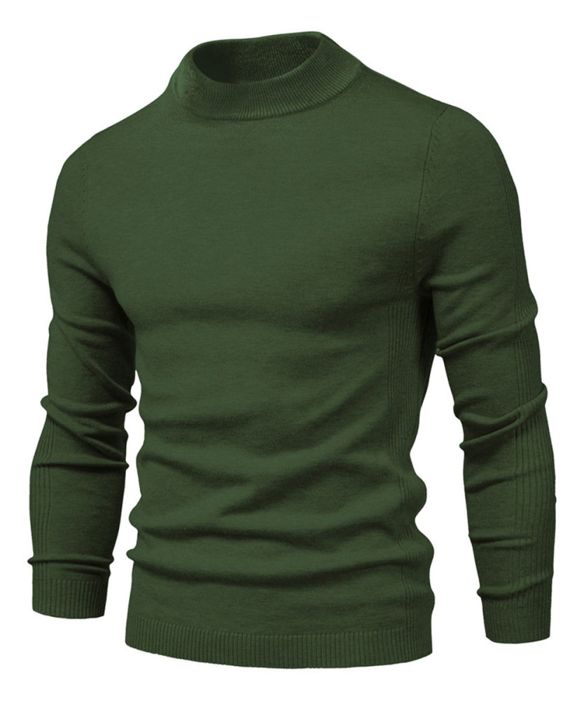 Men's Knit Pullover Slim Fit Winter Wool Blend Stand Collar Sweater Autumn Casual Long Sleeve Shirts Warm Knitted Sweaters