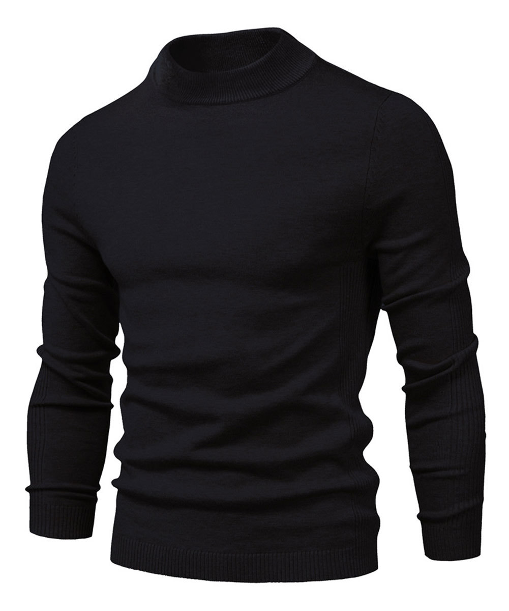 Men's Knit Pullover Slim Fit Winter Wool Blend Stand Collar Sweater Autumn Casual Long Sleeve Shirts Warm Knitted Sweaters