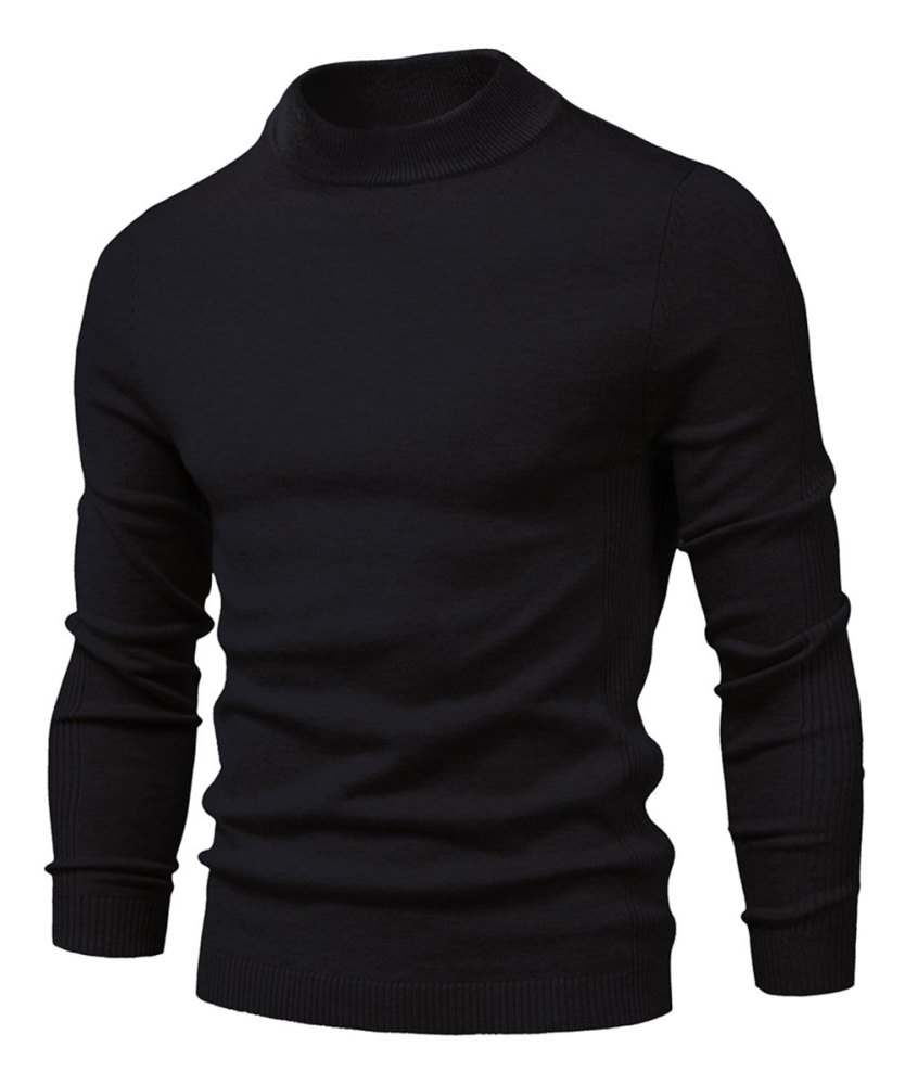 Men's Knit Pullover Slim Fit Winter Wool Blend Stand Collar Sweater Autumn Casual Long Sleeve Shirts Warm Knitted Sweaters