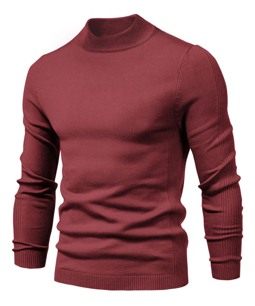 Men's Knit Pullover Slim Fit Winter Wool Blend Stand Collar Sweater Autumn Casual Long Sleeve Shirts Warm Knitted Sweaters
