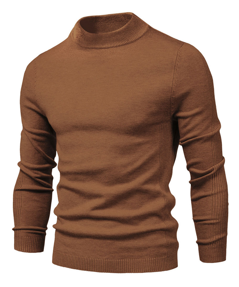 Men's Knit Pullover Slim Fit Winter Wool Blend Stand Collar Sweater Autumn Casual Long Sleeve Shirts Warm Knitted Sweaters