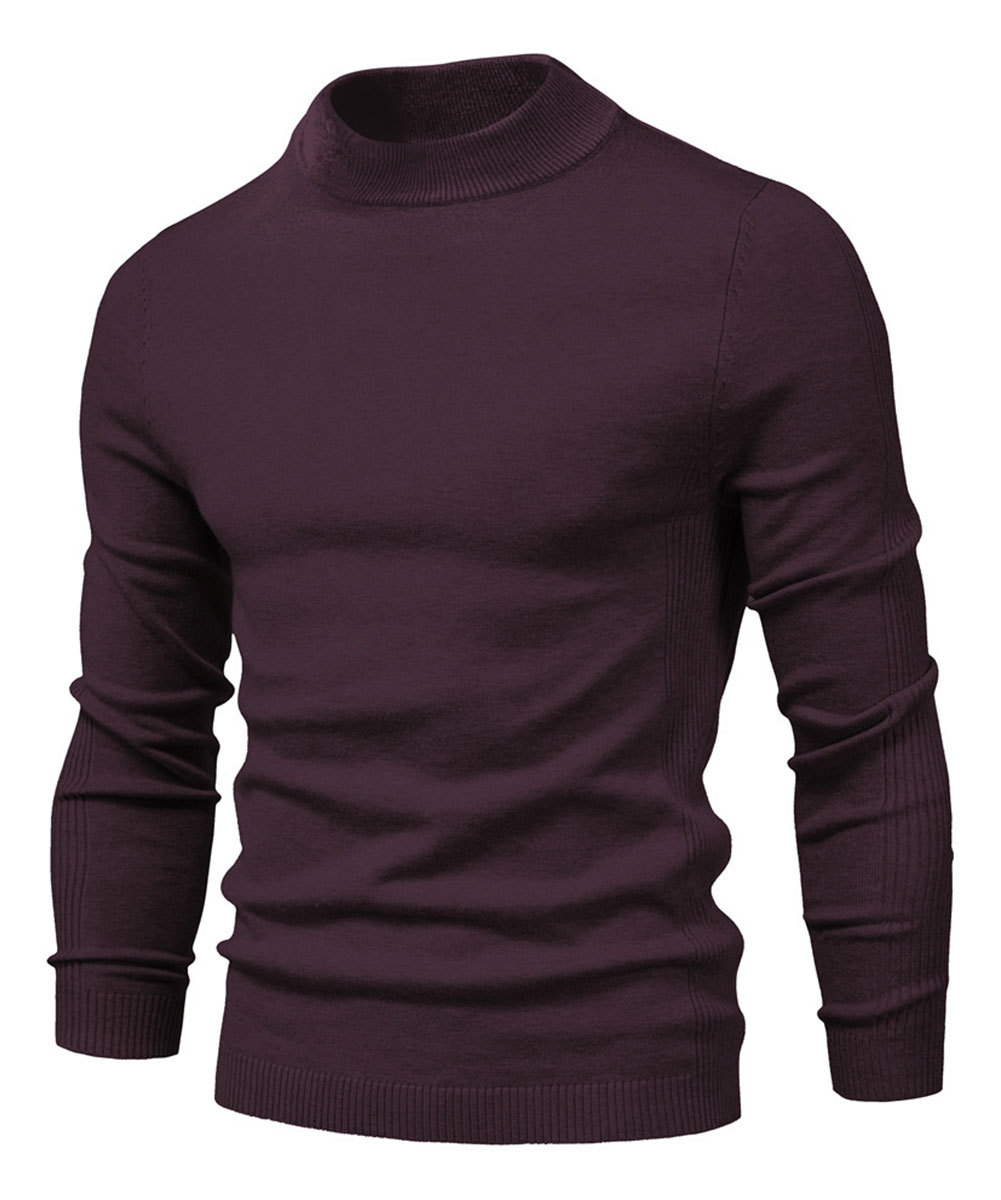 Men's Knit Pullover Slim Fit Winter Wool Blend Stand Collar Sweater Autumn Casual Long Sleeve Shirts Warm Knitted Sweaters