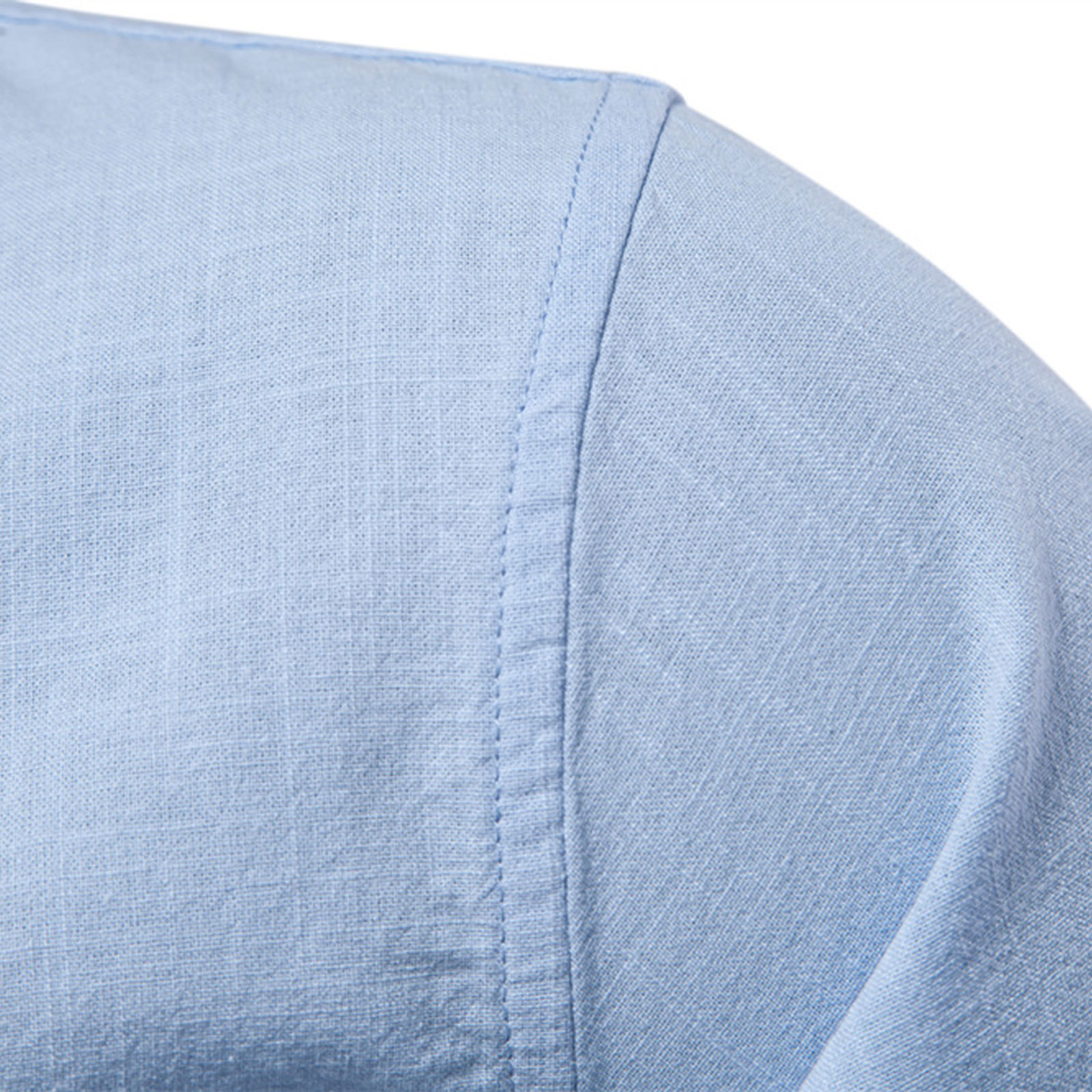Mens Long Sleeve Cotton Linen Shirts Button Down Band Collar Bussiness Shirt Casual Solid Regular Fit Tops
