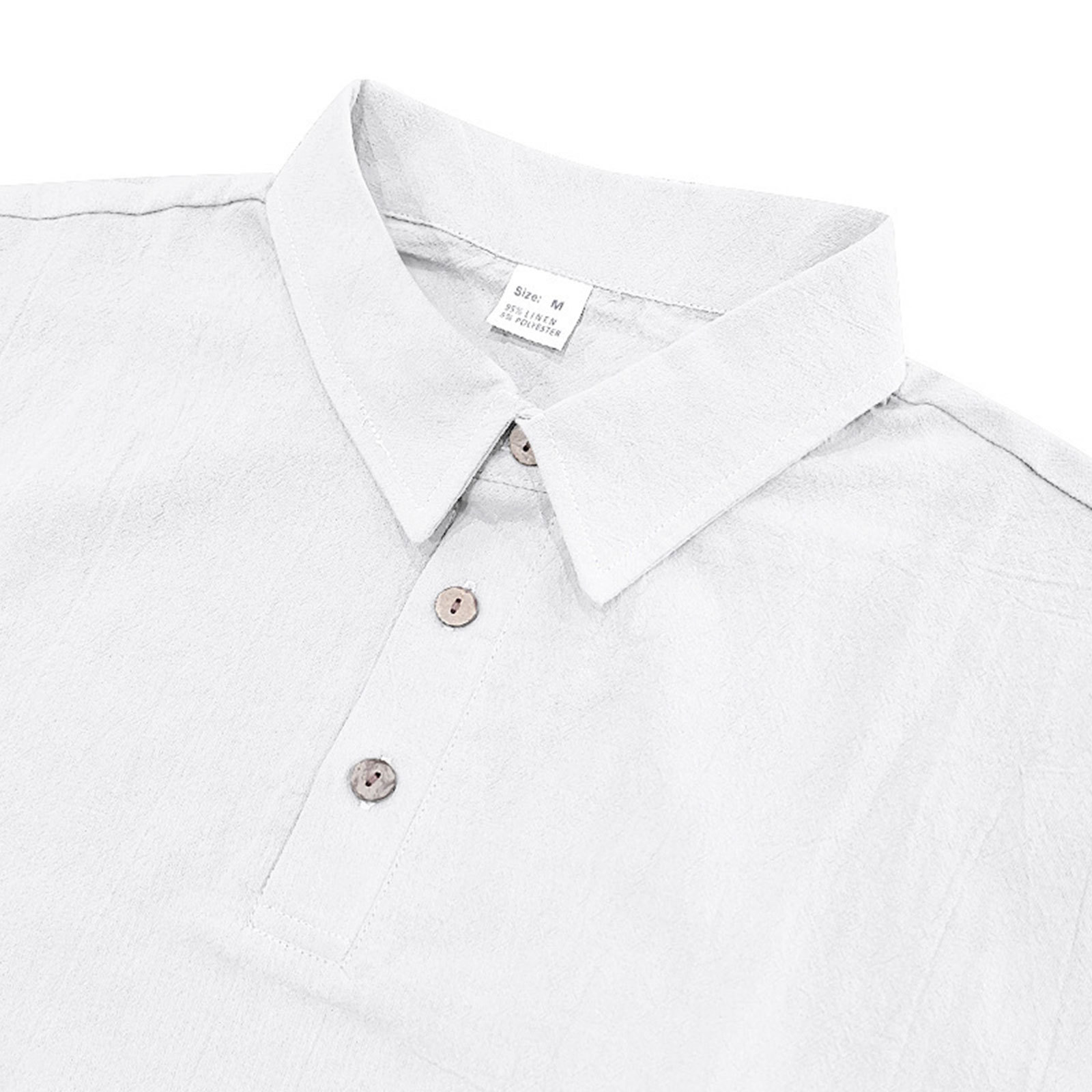 Mens Linen Polo Shirts Short Sleeve Button T-Shirts Summer Casual Tshirts Lightweight Golf Tee Shirt Beach Tops
