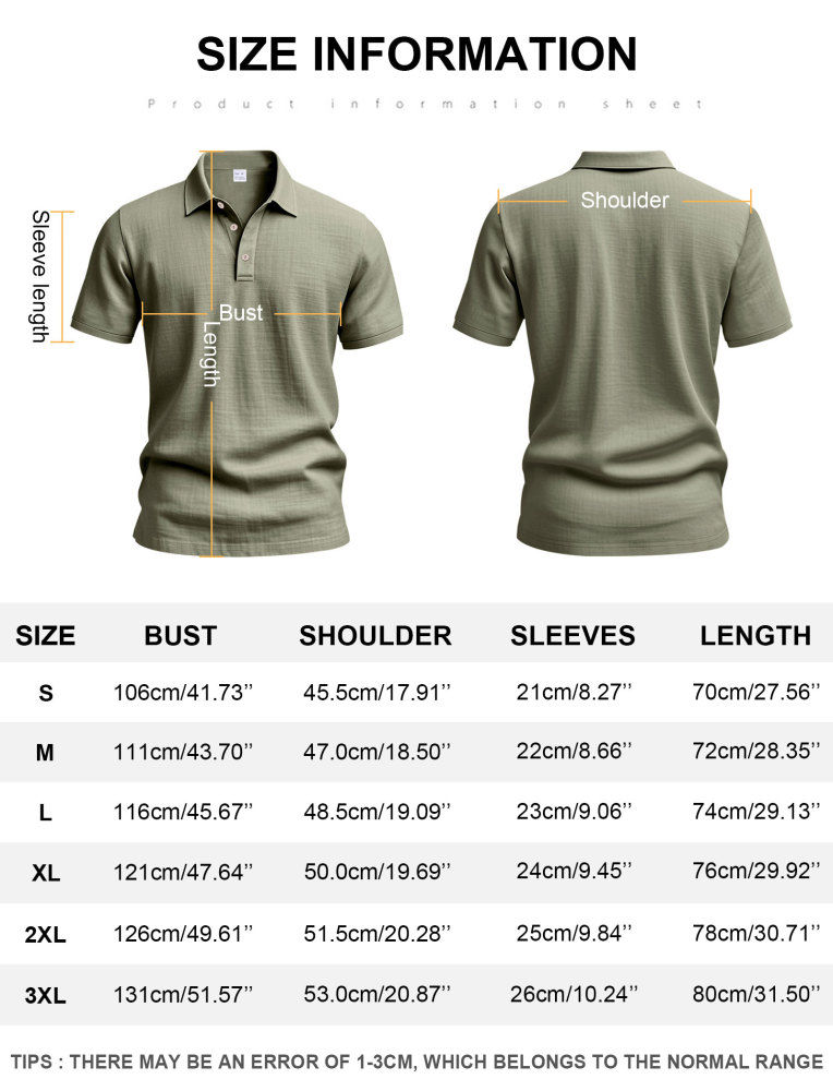 Mens Linen Polo Shirts Short Sleeve Button T-Shirts Summer Casual Tshirts Lightweight Golf Tee Shirt Beach Tops